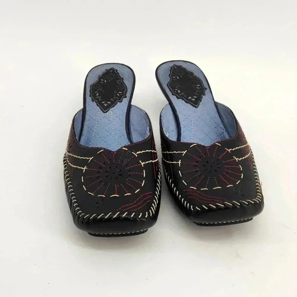 INDIGO LEATHER MULES - Picture 2 of 7